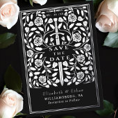 Black Royal Medieval Sword Wedding Bewaar de datum Folie Uitnodiging