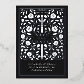 Black Royal Medieval Sword Wedding Bewaar de datum Folie Uitnodiging (Voorkant)