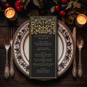Black Royal Medieval Sword Wedding Flat Menu