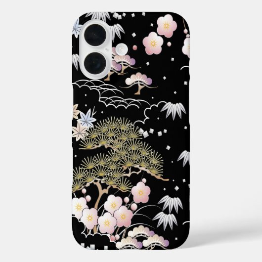 Black Roze Cherry Blossom Elegant Floral Case-Mate iPhone Case (Achterkant)