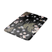 Black Roze Cherry Blossom Elegant Floral Pattern Badmat (Gekanteld)