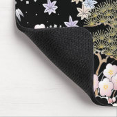 Black Roze Cherry Blossom Elegant Floral Pattern Muismat (Hoek)