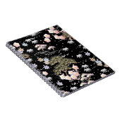 Black Roze Cherry Blossom Elegant Floral Pattern Notitieboek (Rechterzijde)
