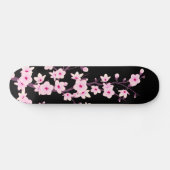 Black roze Cherry Blossom Floral Cute Persoonlijk Skateboard (Horizontaal)