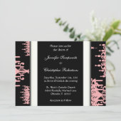 Black & Roze Damask Chandelier Pattern Black & Whi Kaart (Staand voorkant)