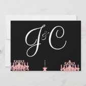 Black & Roze Damask Chandelier Pattern Black & Whi Kaart (Achterkant)