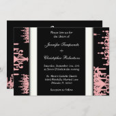 Black & Roze Damask Chandelier Pattern Black & Whi Kaart (Voorkant / Achterkant)