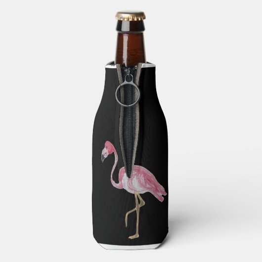 Black roze flamingo Flamingos kan koelbloemen Flesjeskoeler (Fles Achterkant)