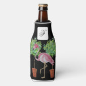 Black roze flamingo Flamingos kan koelbloemen Flesjeskoeler (Fles Voorkant)