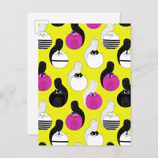 Black roze Funny Nautical Cats Aankondigingskaart (Voorkant / Achterkant)