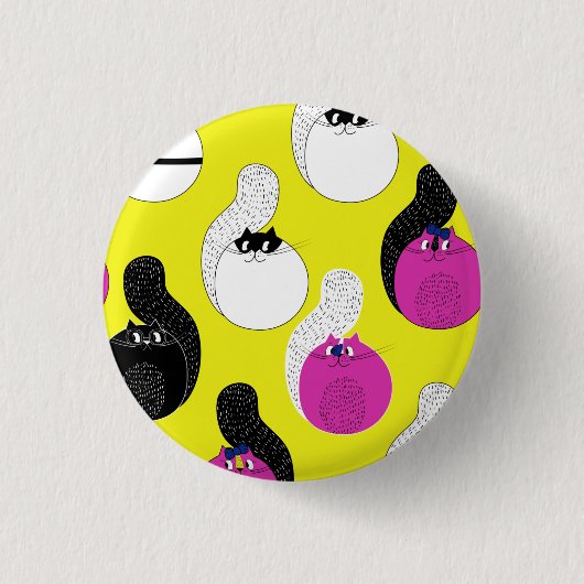 Black roze Funny Nautical Cats Ronde Button 3,2 Cm (Voorkant)