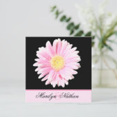 Black, Roze Gerbera Wedding Invitation (Verenigd K Kaart (Staand voorkant)