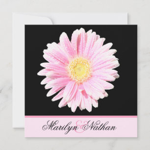 Black, Roze Gerbera Wedding Invitation (Verenigd K Kaart