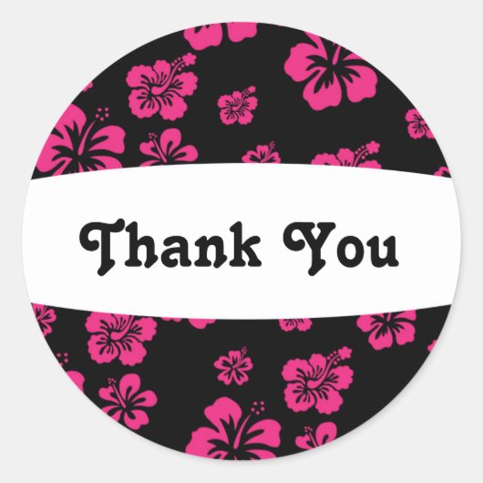Black & Roze Hibiscus Flower Floral Party Sticker (Voorkant)