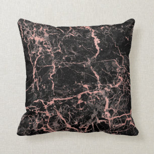 Black Roze Rose Gold Abstracte marmer Glam Kussen