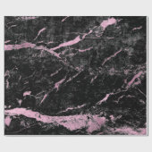 Black Roze Rose Grungy Abstracte marmer Stone Glam Cadeaupapier (Vlak)