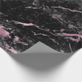 Black Roze Rose Grungy Abstracte marmer Stone Glam Cadeaupapier (Hoek)