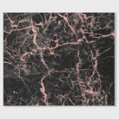 Black Roze Rose Veins Abstracte marmer Stone Glam Cadeaupapier (Vlak)