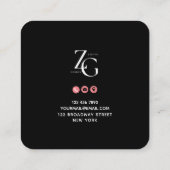 Black | Roze social media teken met QR code schatt Vierkante Visitekaartje (Achterkant)