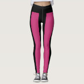 Black roze stripes Pattern Aangepaste naam Christi Leggings (Voorkant)