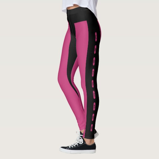 Black roze stripes Pattern Aangepaste naam Christi Leggings (Links)