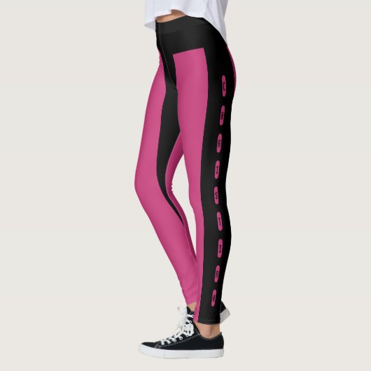 Black roze stripes Pattern Aangepaste naam Christi Leggings (Links)