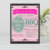 Black & Roze Thatched Invite Kaart (Staand voorkant)