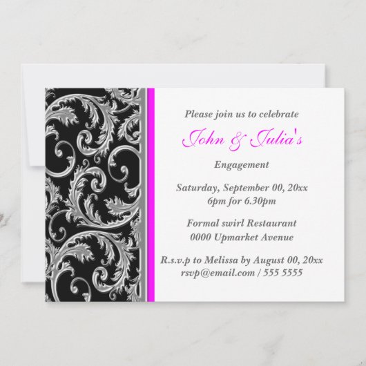 Black roze zwirl verloving gedenkdag CUSTOM Kaart (Voorkant)