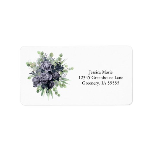 Black Rozen Botanical Return Address Etiket (Voorkant)