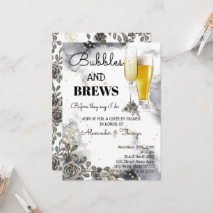 Black Rozen Bubble & Brews Couples Shower Kaart