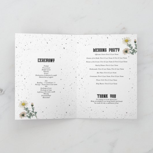 Black Rozen Crows Wedding Order of Service Programma (Binnen)