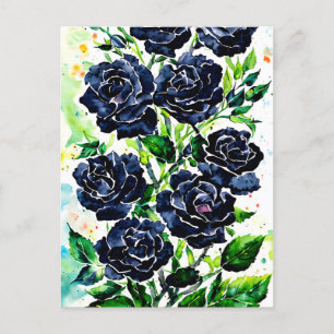 Black Rozen Flowers Gothic Art Waterverf schildere Briefkaart