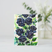 Black Rozen Flowers Gothic Art Waterverf schildere Briefkaart (Staand voorkant)