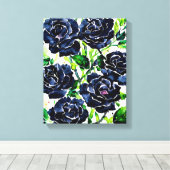 Black Rozen Flowers Gothic Art Waterverf schildere Canvas Afdruk (Insitu (Houten vloer))