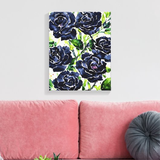 Black Rozen Flowers Gothic Art Waterverf schildere Canvas Afdruk (Insitu (Woonkamer))