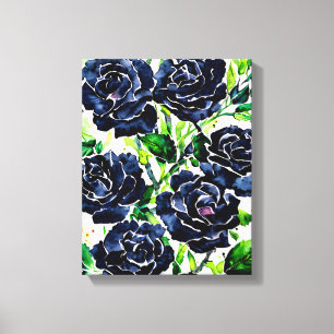 Black Rozen Flowers Gothic Art Waterverf schildere Canvas Afdruk