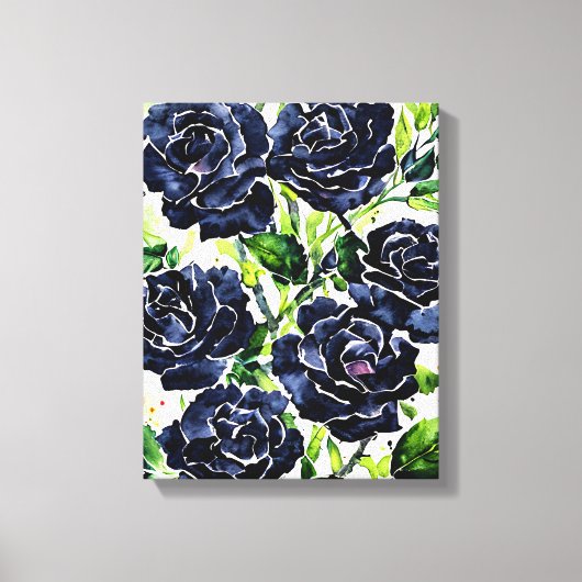 Black Rozen Flowers Gothic Art Waterverf schildere Canvas Afdruk (Voorkant)