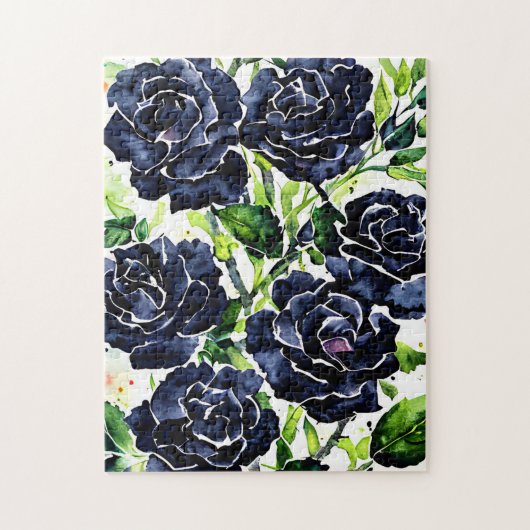 Black Rozen Flowers Gothic Art Waterverf schildere Legpuzzel (Verticaal)