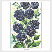 Black Rozen Flowers Gothic Art Waterverf schildere Sticker (Vel)