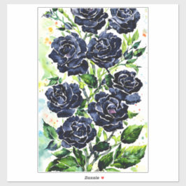 Black Rozen Flowers Gothic Art Waterverf schildere Sticker
