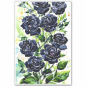 Black Rozen Flowers Gothic Art Waterverf schildere Sticker (Voorkant)