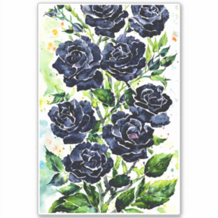 Black Rozen Flowers Gothic Art Waterverf schildere Sticker