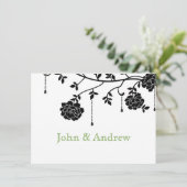 Black Rozen Gay Wedding Invitation Kaart (Staand voorkant)