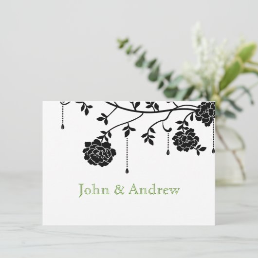 Black Rozen Gay Wedding Invitation Kaart (Staand voorkant)