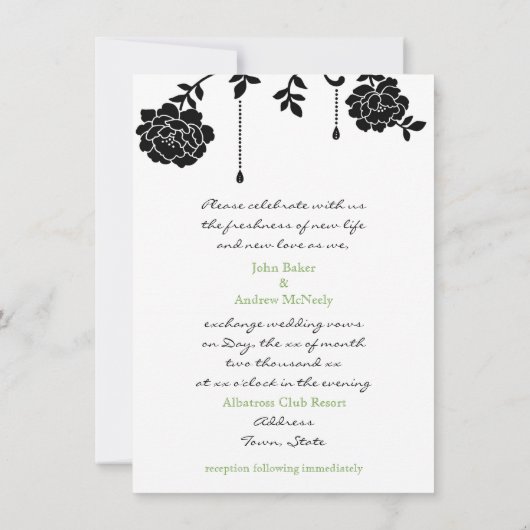 Black Rozen Gay Wedding Invitation Kaart (Achterkant)