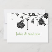 Black Rozen Gay Wedding Invitation Kaart (Voorkant)