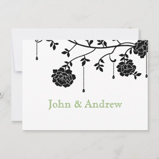 Black Rozen Gay Wedding Invitation Kaart (Voorkant)