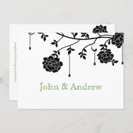 Black Rozen Gay Wedding Invitation Kaart