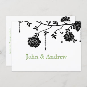 Black Rozen Gay Wedding Invitation Kaart