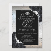 Black Rozen Silver Confetti Wedding Jubileum Kaart (Voorkant)